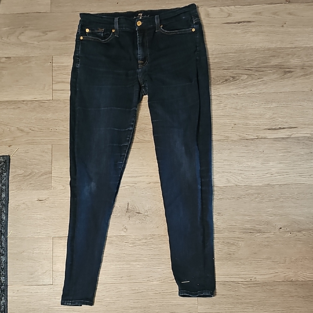 7 For All Mankind Blue Skinny Jeans with Stretch